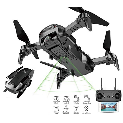 GPS Drone with Camera for Adults, Quadcopter with Auto Return Home, Adjustable Wide-Angle Camera, Follow Me, Altitude Hold, Tap Fly Functions, Include