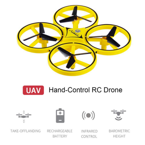 Mini Infrared Induction Hand Control Drone Altitude Hold 2 Controllers Quadcopter for Kids Toy Gift