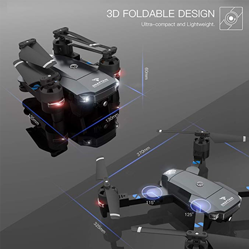 Foldable FPV WiFi Drone w/Voice Control/120°Wide-Angle 720P HD Camera