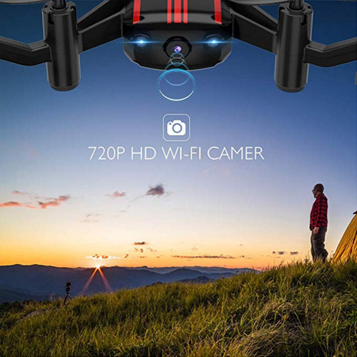 Drones with Camera -  Mini Quadcopter Drone Camera Live Video with 720P HD FPV WiFi RC Drone for Kids Beginners Adults - with One Key Take-Off/Landing