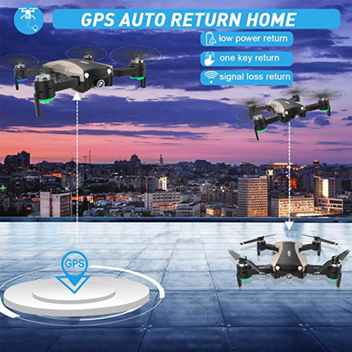 GPS Drone with 4K Camera 5G WiFi FPV RC Quadcopter for Adults Auto Return Home Function Follow Me with Portable Carry Case 2 Batteries Foldable Drones